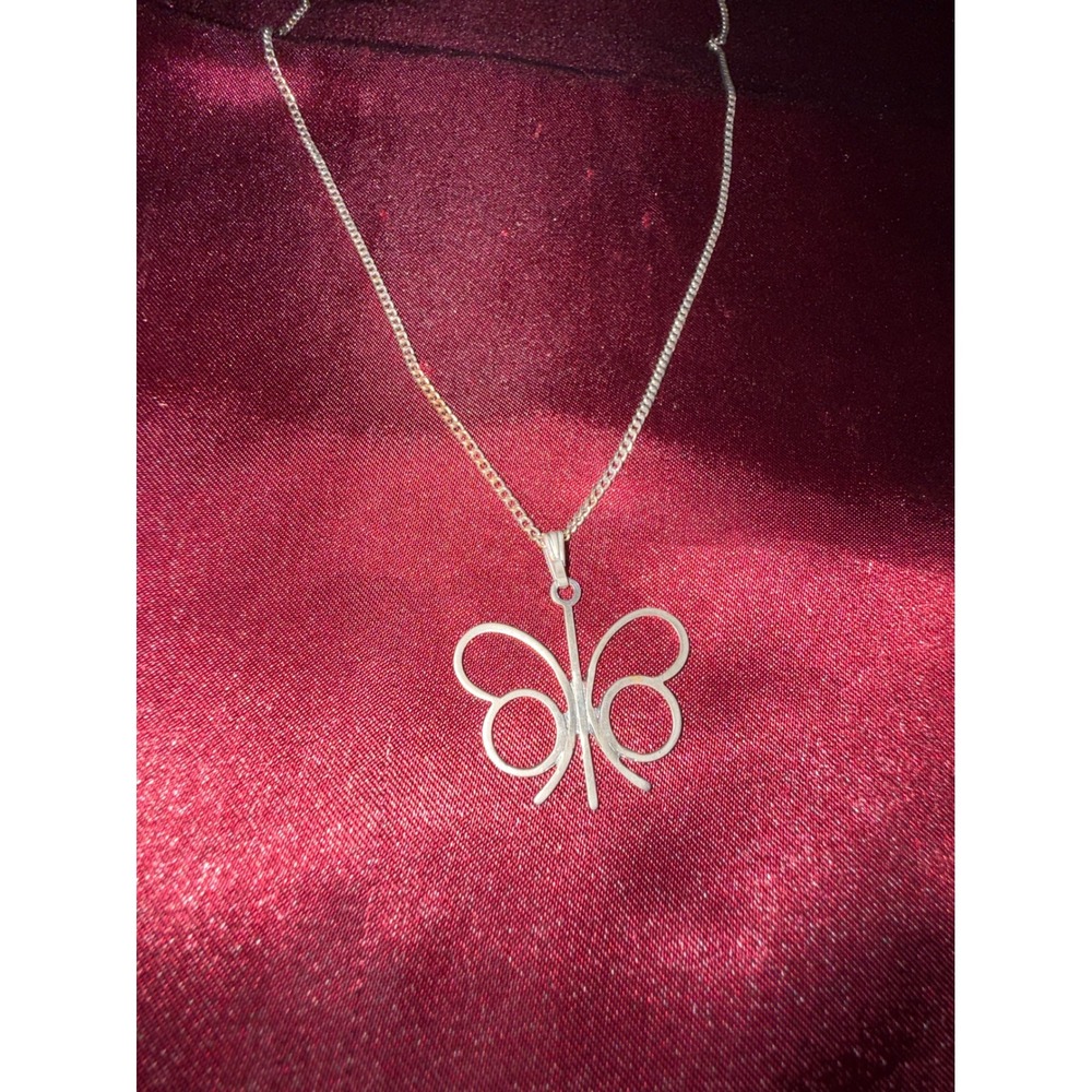 Vintage Sarah Coventry Silver Tone Butterfly Pendant Necklace Openwork Design